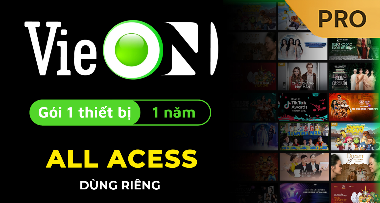 Tài khoản VieON Vip